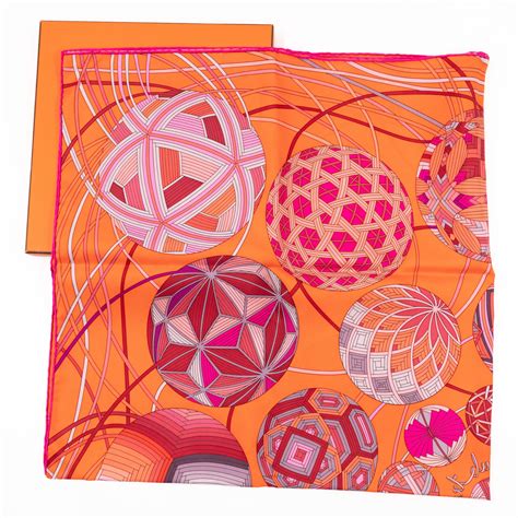 HERMES Silk L'Art du Temari Scarf 90 Black 